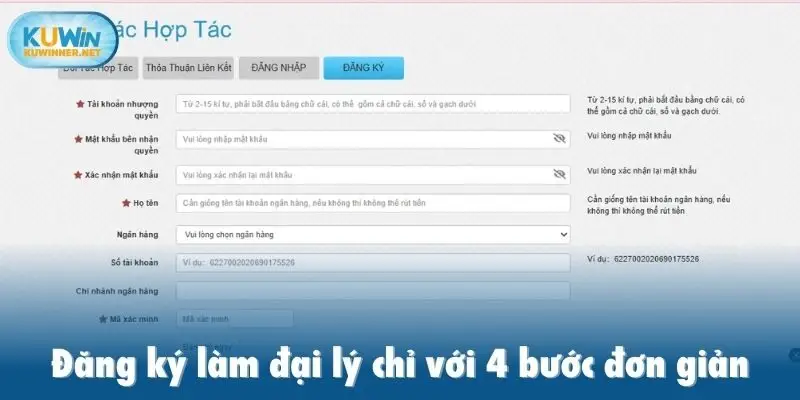 Đăng ký làm đại lý chỉ với 4 bước đơn giản